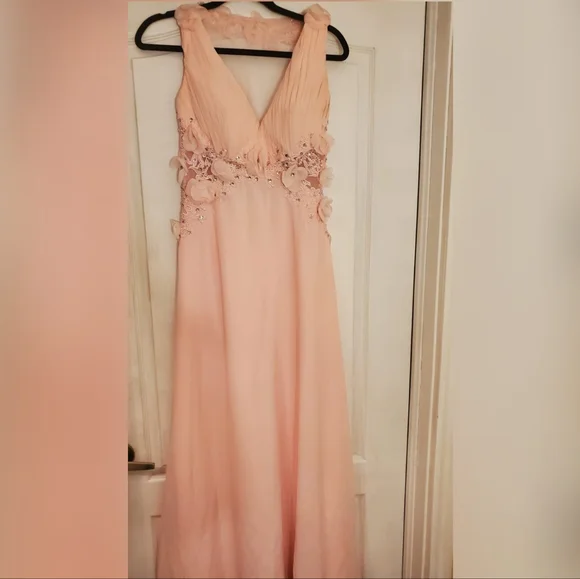 Evening prom pink dress flowers 3D - Picture 2 of 4